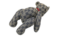 画像をギャラリービューアに読み込む, GUCCI グッチ GGキャンバス ぬいぐるみ 人形 テディーベア クマ ベージュ ネイビー 7077722 美品 中古 56023