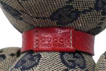 画像をギャラリービューアに読み込む, GUCCI グッチ GGキャンバス ぬいぐるみ 人形 テディーベア クマ ベージュ ネイビー 7077722 美品 中古 56023