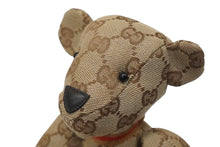 画像をギャラリービューアに読み込む, GUCCI グッチ GGキャンバス ぬいぐるみ 人形 テディーベア クマ ベージュ ブラウン 7077722 美品 中古 56025
