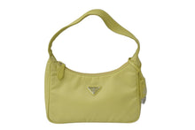 Load image into Gallery viewer, PRADA プラダ ハンドバッグ ミニバッグ 三角プレートロゴ テスート ナイロン 1NE515 イエロー シルバー金具 美品 中古 56057