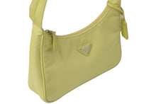 Load image into Gallery viewer, PRADA プラダ ハンドバッグ ミニバッグ 三角プレートロゴ テスート ナイロン 1NE515 イエロー シルバー金具 美品 中古 56057