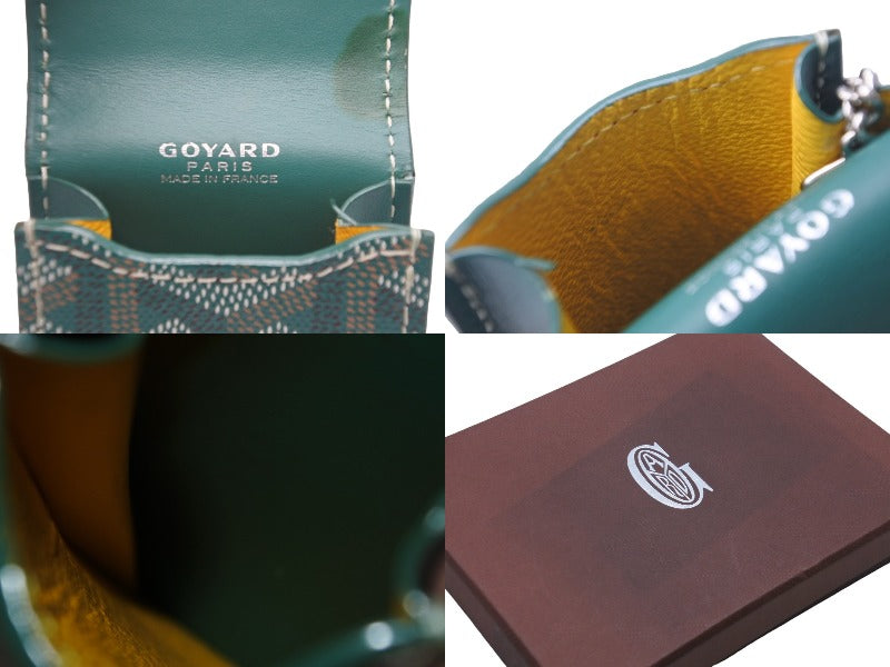 GOYARD ゴヤール コインケース キーチェーン付き PVCコーティングキャンバス グリーン シルバー金具 美品 中古 56061 –  Casanova Vintage