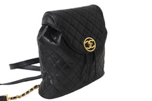 画像をギャラリービューアに読み込む, CHANEL シャネル ヴィンテージ リュック ココマーク マトラッセ 2番台 ラムスキン ブラック ゴールド金具 美品 中古 56064