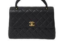 画像をギャラリービューアに読み込む, CHANEL シャネル ケリー型 ハンドバッグ トップハンドル 5番台 キャビアスキン ブラック ゴールド金具 美品 中古 56069