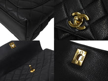 画像をギャラリービューアに読み込む, CHANEL シャネル ケリー型 ハンドバッグ トップハンドル 5番台 キャビアスキン ブラック ゴールド金具 美品 中古 56069