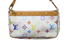 画像をギャラリービューアに読み込む, 極美品 LOUIS VUITTON ルイヴィトン マルチカラー ポシェットアクセソワール ホワイト M92649 村上隆 中古 56098