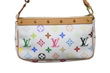 画像をギャラリービューアに読み込む, 極美品 LOUIS VUITTON ルイヴィトン マルチカラー ポシェットアクセソワール ホワイト M92649 村上隆 中古 56098
