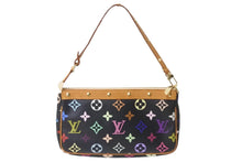 画像をギャラリービューアに読み込む, LOUIS VUITTON ルイヴィトン ハンドバッグ ポシェット アクセソワール M92648 マルチカラー ノワール ゴールド金具 美品 中古 56106