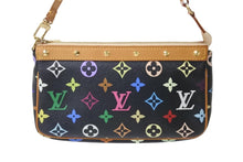 画像をギャラリービューアに読み込む, LOUIS VUITTON ルイヴィトン ハンドバッグ ポシェット アクセソワール M92648 マルチカラー ノワール ゴールド金具 美品 中古 56106