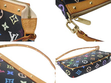 画像をギャラリービューアに読み込む, LOUIS VUITTON ルイヴィトン ハンドバッグ ポシェット アクセソワール M92648 マルチカラー ノワール ゴールド金具 美品 中古 56106