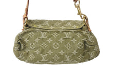 画像をギャラリービューアに読み込む, LOUIS VUITTON ルイヴィトン ハンドバッグ ミニプリーティ リケン モノグラムデニム M95217 カーキ ゴールド金具 美品 中古 56134