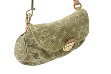 画像をギャラリービューアに読み込む, LOUIS VUITTON ルイヴィトン ハンドバッグ ミニプリーティ リケン モノグラムデニム M95217 カーキ ゴールド金具 美品 中古 56134