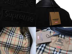 新品未使用品 Supreme シュプリーム コート バーバリー Leather Collar Trench ブラック サイズ S 8053604 中古 56136