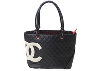 Load image into Gallery viewer, CHANEL シャネル ハンドバッグ ラージトート カンボンライン ココマーク 9番台 ブラック ホワイト 美品 中古 56142