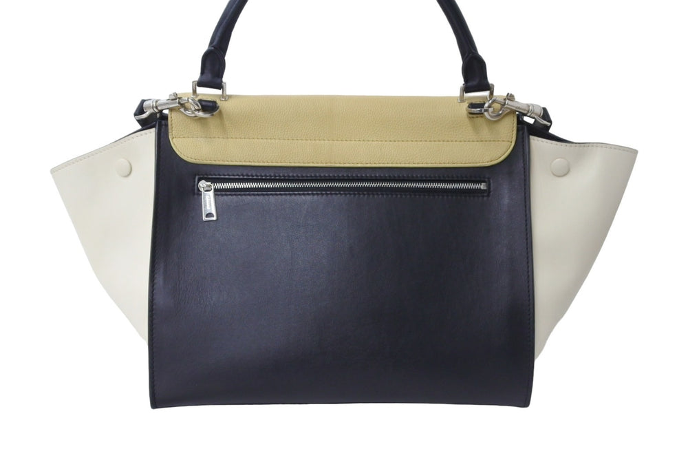 CELINE セリーヌ ハンドバッグ 2WAY ショルダーバッグ 169543 トラペーズ ベージュ レザー シルバー金具 良品 中古 56158