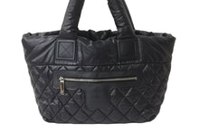 Load image into Gallery viewer, CHANEL シャネル トートバッグ コココクーン ココマーク 16番台 ブラック ナイロン レザー シルバー金具 美品 中古 56163