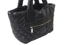 Load image into Gallery viewer, CHANEL シャネル トートバッグ コココクーン ココマーク 16番台 ブラック ナイロン レザー シルバー金具 美品 中古 56163