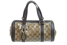 画像をギャラリービューアに読み込む, Gucci グッチ バッグ ミニボストンバッグ 181485 ベージュ GGクリスタル パピヨン型 チャーム付き 良品 中古 56177