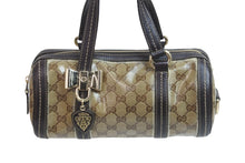 画像をギャラリービューアに読み込む, Gucci グッチ バッグ ミニボストンバッグ 181485 ベージュ GGクリスタル パピヨン型 チャーム付き 良品 中古 56177