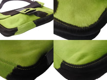 画像をギャラリービューアに読み込む, FENDI フェンディ ショルダーバッグ マンマバケット 2283-26424-008 ハラコ レザー グリーン シルバー金具 美品 中古 56187