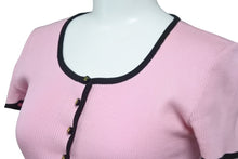 画像をギャラリービューアに読み込む, CHANEL シャネル 半袖Ｔシャツ チビT ココマークボタン PO5191V00233 95P ピンク ブラック サイズ38 中古 56196