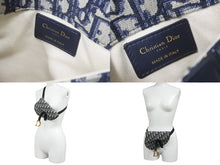 画像をギャラリービューアに読み込む, 極美品 Christian Dior クリスチャンディオール ウエストバッグ サドル ネイビー ジャカード トロッター S5632 CTZQ 928 中古 56210