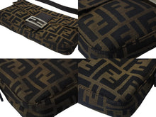 画像をギャラリービューアに読み込む, FENDI フェンディ ワンショルダーバッグ ズッカ柄 マンマバケット キャンバス レザー ブラウン シルバー金具 美品 中古 56229
