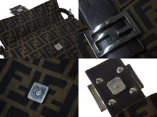 画像をギャラリービューアに読み込む, FENDI フェンディ ワンショルダーバッグ ズッカ柄 マンマバケット キャンバス レザー ブラウン シルバー金具 美品 中古 56229