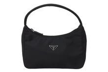 Load image into Gallery viewer, PRADA プラダ ハンドバッグ ワンショルダー MV515 ホーボー ミニバッグ 三角ロゴ ブラック シルバー金具 美品 中古 56234