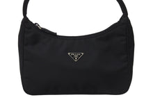 Load image into Gallery viewer, PRADA プラダ ハンドバッグ ワンショルダー MV515 ホーボー ミニバッグ 三角ロゴ ブラック シルバー金具 美品 中古 56234