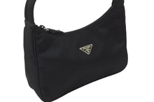 Load image into Gallery viewer, PRADA プラダ ハンドバッグ ワンショルダー MV515 ホーボー ミニバッグ 三角ロゴ ブラック シルバー金具 美品 中古 56234