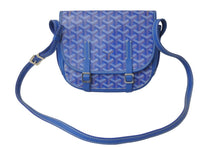 Load image into Gallery viewer, GOYARD ゴヤール ショルダーバッグ ベルヴェデーレPM PVCコーティングキャンバス ブルー シルバー金具 美品 中古 56240