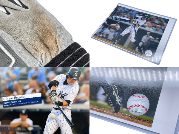 Mizuno Ichiro Batting Gloves 4000 Hits Actual Used Autographed Certificate Included 2013/08/31 Yankees 56247