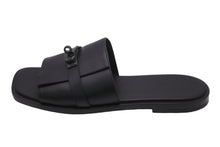 Load image into Gallery viewer, HERMES エルメス ケリーレザーサンダル ガブリエル カーフスキン メタル ブラック サイズ43 メンズ 美品 中古 56248