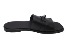 Load image into Gallery viewer, HERMES エルメス ケリーレザーサンダル ガブリエル カーフスキン メタル ブラック サイズ43 メンズ 美品 中古 56248