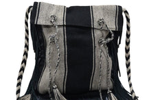 画像をギャラリービューアに読み込む, SAINT LAURENT PARIS サンローランパリ ショルダーバッグ アニタ キャンバス フリンジ 2015年SS ブラック ベージュ 美品 中古 56259