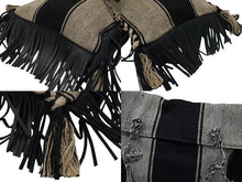 画像をギャラリービューアに読み込む, SAINT LAURENT PARIS サンローランパリ ショルダーバッグ アニタ キャンバス フリンジ 2015年SS ブラック ベージュ 美品 中古 56259