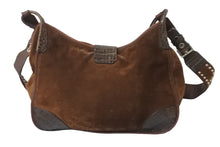 Load image into Gallery viewer, PRADA プラダ ショルダーバッグ ワニ エイ カウ タイガーアイ スタッズ スエード VA0539 ブラウン シルバー金具 56260