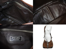 Load image into Gallery viewer, PRADA プラダ ショルダーバッグ ワニ エイ カウ タイガーアイ スタッズ スエード VA0539 ブラウン シルバー金具 56260