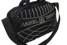 画像をギャラリービューアに読み込む, CHANEL シャネル スポーツライン 2WAYボストンバッグ 10番台 A32808 ナイロン ブラック ホワイト 美品 中古 56291