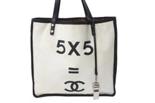 画像をギャラリービューアに読み込む, CHANEL シャネル レッツレモンストレート5×5 トートバッグ コットンキャンバス A9288 20番台 シルバー金具 中古 56318