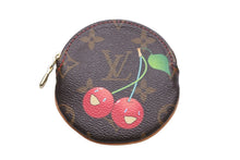 画像をギャラリービューアに読み込む, LOUIS VUITTON ルイヴィトン コインケース M95043 丸型 モノグラム チェリー コーティングキャンバス ブラウン 美品 中古 56328