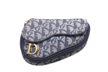 Load image into Gallery viewer, Christian Dior クリスチャンディオール トロッター ミニ ポーチ ネイビー キャンバス レザー 小物 MC1928 良品 中古 56337