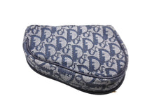 Load image into Gallery viewer, Christian Dior クリスチャンディオール トロッター ミニ ポーチ ネイビー キャンバス レザー 小物 MC1928 良品 中古 56337