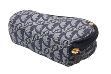 Load image into Gallery viewer, Christian Dior クリスチャンディオール トロッター ミニ ポーチ ネイビー キャンバス レザー 小物 MC1928 良品 中古 56337