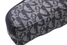 Load image into Gallery viewer, Christian Dior クリスチャンディオール トロッター ミニ ポーチ ネイビー キャンバス レザー 小物 MC1928 良品 中古 56337