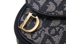 Load image into Gallery viewer, Christian Dior クリスチャンディオール トロッター ミニ ポーチ ネイビー キャンバス レザー 小物 MC1928 良品 中古 56337