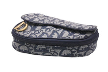 Load image into Gallery viewer, Christian Dior クリスチャンディオール トロッター ミニ ポーチ ネイビー キャンバス レザー 小物 MC1928 良品 中古 56337