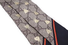 画像をギャラリービューアに読み込む, GUCCI グッチ スカーフ ネックボウ GG Bee シルク ブラック ブラウン 623140 3G001 4274 美品 中古 56340
