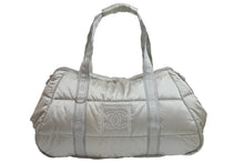 画像をギャラリービューアに読み込む, CHANEL シャネル ボストンバッグ スポーツライン ココマークスクエアロゴ 10番台 2006年 グレー シルバー金具 美品 中古 56356